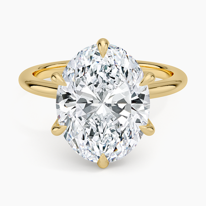 Altı Tırnak 5.00 Karat F-VS Oval Tektaş Laboratuvar Pırlanta Yüzük 18K - Bold Diamonds