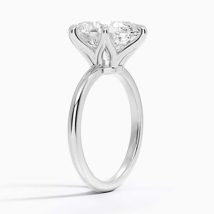 Altı Tırnak 5.00 Karat F-VS Oval Tektaş Laboratuvar Pırlanta Yüzük 18K - Bold Diamonds