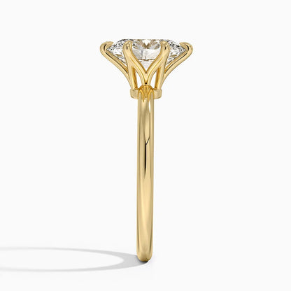Altı Tırnak 5.00 Karat F-VS Oval Tektaş Laboratuvar Pırlanta Yüzük 18K - Bold Diamonds