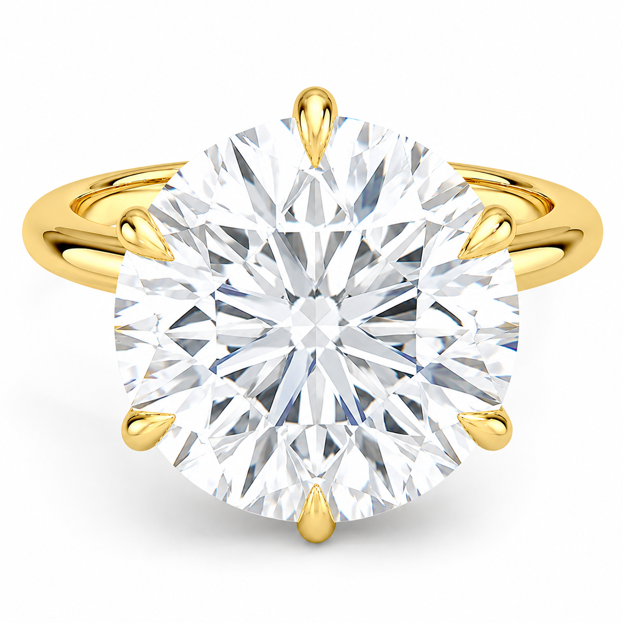 Altı Tırnak 7.00 Karat Yuvarlak Kesim D-VS Tektaş Laboratuvar Pırlanta Yüzük - Bold Diamonds