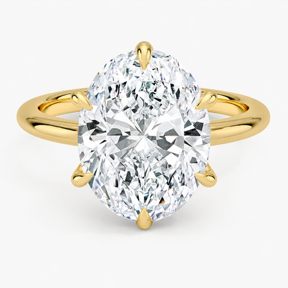 Altı Tırnak 6.00 Karat D-VS Oval Tektaş Laboratuvar Pırlanta Yüzük - Bold Diamonds