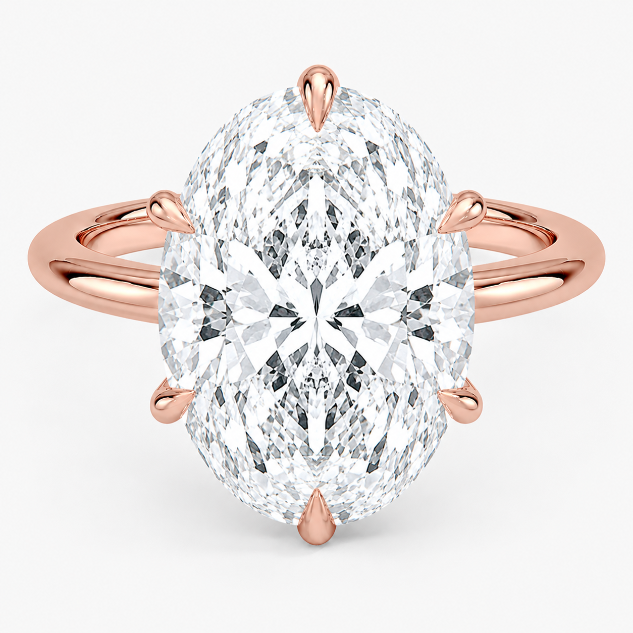 Altı Tırnak 7.00 Karat D-VS Oval Tektaş Laboratuvar Pırlanta Yüzük - Bold Diamonds