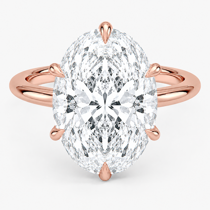 Altı Tırnak 7.00 Karat D-VS Oval Tektaş Laboratuvar Pırlanta Yüzük - Bold Diamonds